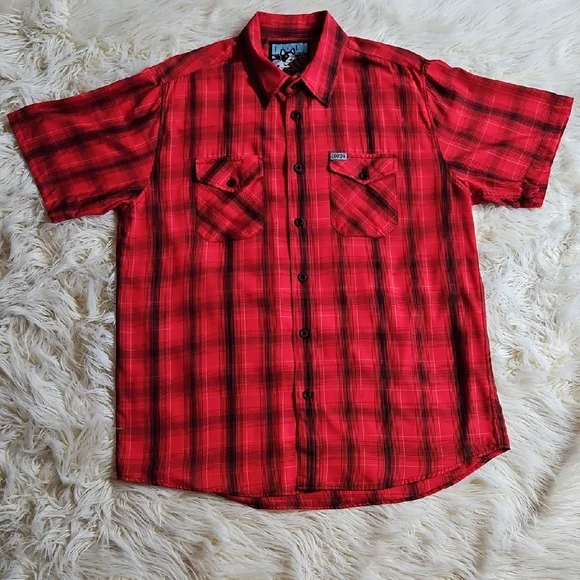 Zoo York Red and Black Plaid Men's Shirt - Picture 1 of 5